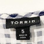 Torrid Plus Size 5X Blue White Gingham Ruffle Challis Short Sleeve Blouse Photo 3