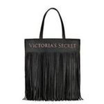 Victoria's Secret NWT Limited Edition black faux leather fringe tote bag Photo 1
