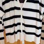 ZARA  Striped V Neck Cardigan Cream Black Long Sleeve Button Up Knit Women S Photo 1