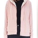 Bobeau  Flocked Zip Hoodie Pink Blush Hearts Fleece Lined Jacket Size Medium Photo 2
