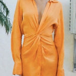 ZARA 🍊 Satin Lapel Collar Dress Photo 0