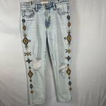 Driftwood Jeans Women’s Gizelle Geometric Embroidered Light Wash Ripped Ankle 29 Photo 82