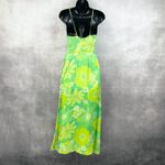 Retro Floral Maxi Dress Womens XS/S Mod Hippie Disco 70s Style Funky Dopamine Green Photo 2