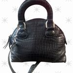 Donald J Pliner Couture Made in Mountains in Italy Leather Reptile Satchel Bag Black Photo 5