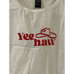 SheIn Tank Top Shirt Womens Size L Yee Haw Cropped White Western Country NWT Photo 1