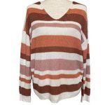 Cage Multicolor Colorblock Twist Back Lightweight Sweater Size Large Pastel Pink Photo 0