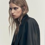 ZARA STRAIGHT CUT FAUX LEATHER BLAZER Black Size XS NEW Photo 6