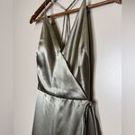 Jenny Yoo  Lana Satin Wrap Bridesmaid Dress in Sage Photo 5
