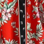Fig and Flower Anthropologie Size PS Red Top‎ Tropical Floral Buttons Tie Boho Photo 6