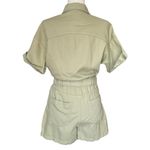 ZARA NWT  Green Denim Romper Shorts Collared Button Front Womens Small Photo 1