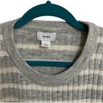 Old Navy  Gray White Striped Shimmer Sparkle Split Hem Ribbed Sweater size S Photo 1