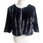 Allison Brittney Faux Fur Cropped Jacket Black Size Large Mob Wife Night Out Photo 0