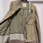 Free People Terrycloth Utility Hooded Jacket Layered Twill Olive Green - M Photo 7