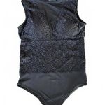 Aura Womens Lace Bodysuit Size S/M Black Sheer Mock Neck Photo 0