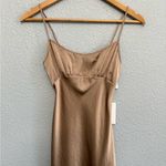 Wilfred NWT Aritzia  Landscape Satin Midi Dress in Gold Camel Chameau Size XS Photo 4