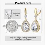 NEW Elegant Clip on Earrings Sparkling Teardrop Dangle Clip Wedding Prom Silver Photo 4