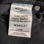 Silver Jeans Suki High Super Skinny Dark Wash White Stitch 29 Waist/31 Inseam Blue Photo 10