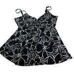 MiracleSuit  Black & White Floral Cross Front Ruched Sides Tankini Top Size 14 Photo 0