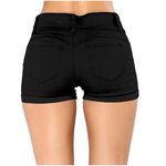 Women Junior Casual Summer Mid Waist Stretchy Denim Black Jean Shorts Size XXL Photo 6