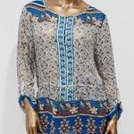 Lucky Brand Floral Boho Peasant Long Sleeve Blouse Gypsy Savannah Top Size XL Photo 0