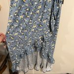 Blue & Cream Floral Print Ruffle Hem Tulip Maxi Dress Size Large NWT Photo 1