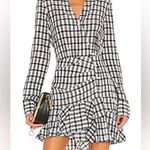 Veronica Beard  JEANS WRAP MINI DRESS SHERRY WHITE/NAVY GINGHAM SIZE Extra Large. Photo 0