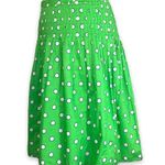 J.Crew Skirt Bright Green Pleated Cream Navy Polka Dots Retro Style Drop Waist Photo 2