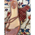 Frye Braided Leather Thong Sandals Brown Studded Footbed Boho Western Women’s Photo 1
