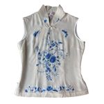 Chinese Embroidered 100% Silk Cheongsam Sleeveless Top Size M Blue Size M Photo 0