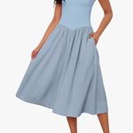 Livtany Women Off Shoulder Midi Dress Strapless Sleeveless Drop Photo 4