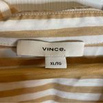 Vince  Tan & White Striped Shaped Collar Shirt Tencel/Nylon Blend Size XL preppy Photo 1