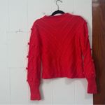 SheIn Orange Red Pom-Pom Sweater Size Small Photo 3