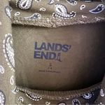 Lands' End Lands’ End Forest Moss/Ivory Geo Paisley Long Sleeve Turtleneck Top Small NEW Photo 3