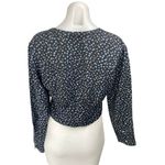 Madewell  Blue Floral Long Sleeve V Neck Button Up Blouse Shirt Crop Top Size S Photo 1