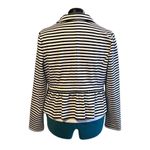 Elle Black and White Striped Cropped Peplum Blazer Photo 2