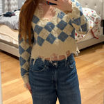 Forever 21 Blue and White Checkered Sweater Photo 0