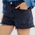 AGOLDE Parker Ultra High Rise Denim Cut Off Shorts in Oxford Black Anthropologie Photo 0