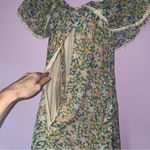 Camela of California S Maxi Dress 70s Ball Gown Blue Ditsy Floral Ruffle Boho Photo 8