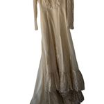 Vtg 60s Lace Victorian Wedding Dress High Neck Long Sleeve‎ Pearl Trim Size 2 XS Photo 0