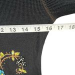 Soul Revival Y2K Waffle Knit Tee Large Black Floral Butterfly Embroidered Boho Photo 8