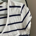Madewell  Navy and White Striped V-Neck Tee Photo 5