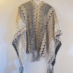Handmade Crochet Shawl Black & Brown Zig Zag Pattern Boho Wrap Size L Photo 2