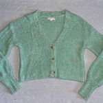 it's our time Women’s Boutique Button Up Oversized Green Cropped Knit Cardigan Sweater Sz Xs Photo 0