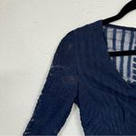 Hello Molly Blue Lace Sheath Dress Womens 6 Sheer Mini Ruffled 3/4 Sleeve Formal Photo 9