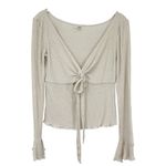 Free People  Say When Long Sleeve Size Small Waffle Knit Ruffle Photo 1