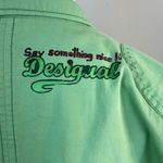 Desigual  Blazer Jacket Womens 6 Green Artsy Graphic Stencil Patch 100%‎ Cotton Photo 8