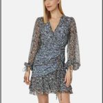 Ted Baker  Cherela Floral Print Ruched Tie Sheer Long Sleeve Mini Dress Sz 2 US Photo 2