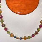 Vintage Earth Tone Faceted Crystals Necklace Orange Photo 0
