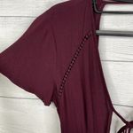 Kendall + Kylie Burgundy Tie Front Open Back Romper Jumpsuit Shorts Size Small Photo 6