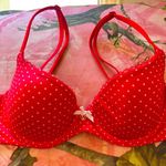 Victoria's Secret victoria’s secret y2k vintage 2000s red polka dot lace trim bow charm push up bra  Photo 6